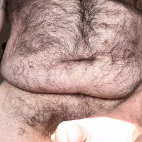 Hairy Bear Dad Touches Hole and Cums