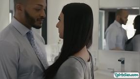 Sexy shemale Khloe Kay blowjobs guys cock and gets analed