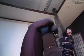 Bound Brunette in Stockings Endures Extreme Gag Challenge