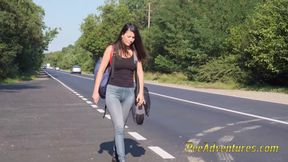 Pee trough my short shorts - Waiting for her boyfriend with her bladder full