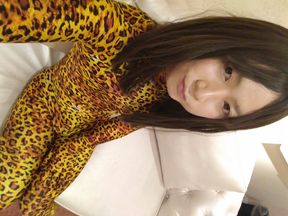 Japanese cd masturbate wearing leopard morphsuit in public park toilets