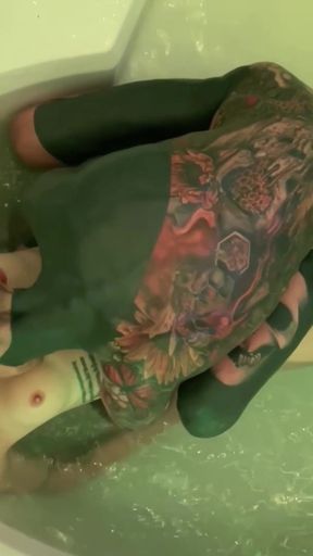 Passionate Romantic Bath Blowjobs Big Dick Tattooed Daddy Hoss Kado Beautiful Trans Girl Gray Perrier Multiple Cumshots   Clip 3