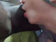 Femboy Crossdresser dive into Big Black Balls