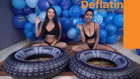 Dani and Lucy Deflating Tire Swin Ring - 4K