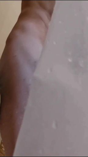 Husband Riding Huge Dildo in Shower