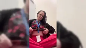 Naughty Nurse Squirts in Public Washroom