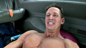 Str8 amateur jock cums in public van for money