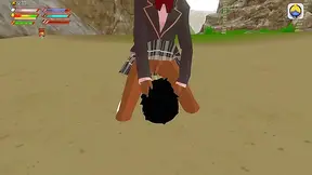 Student Humiliated as Busty MILF Claims Him at Dusky Beachshore