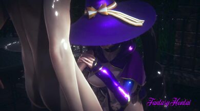 Genshin Impact Hentai - Mona Hard Sex Under the rain