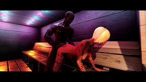 Nicole Grace sucks and fucks big black cock in the sauna