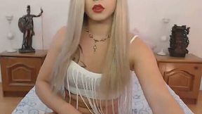 Gorgeous Blonde Tranny Masturbate her Hard Rod