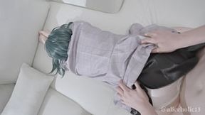 Lesson for the curvy Japanese cosplay star in bed