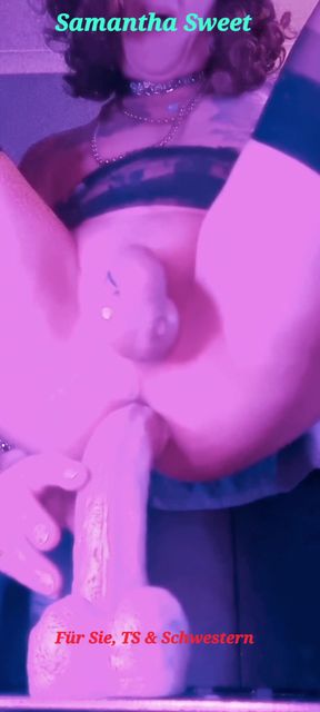 Samantha Sweet with XXL dildo fucks herself anal