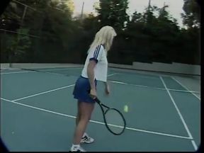 Horny stud bangs two sexy babes hard in the tennis court