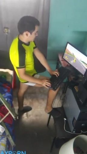 Jesus in boxer playing Mario kart 64 video recorded in 2021