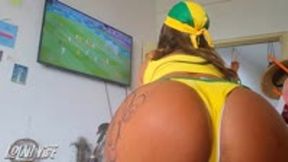 Brunette farting while watching Brazil's soccer game in the world cup!