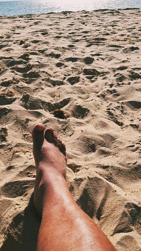 my small inferior cock with spikes displayed on public beach.