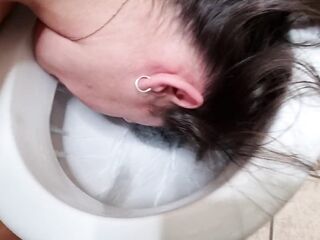 Pissing and licking the inside of shitter - latrine swirlies