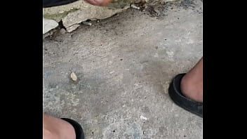 Playing with my dick while outside on my front steps.