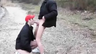 Daddy Barebacks Younger Guy in Outdoor Anal Fuck