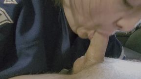 Pefect wife gives me a sloppy passionate blowjob and makes me cum everywhere