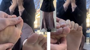 Prim and Proper Japanese Beauty with Super Sensitive Size 6 Soles Gets Tickled on her Pressure Point