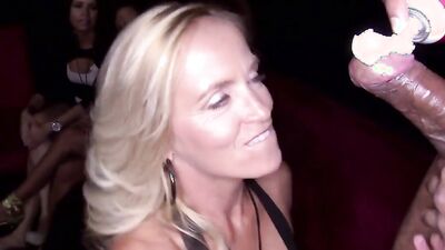 Slutty cougars are having some fun with big-dicked strippers