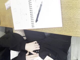 Emo classmate blows me during lesson and implores to bang her in shitter