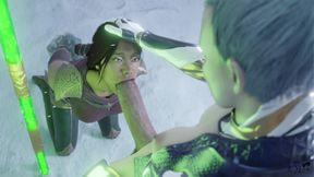 18 yo 3D Brunette Sucking Huge Futa cock