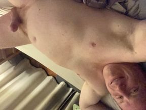 Ginger bi guy plays with foreskin