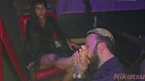 foot fetish session with professional fetishist at the swing club - real footage