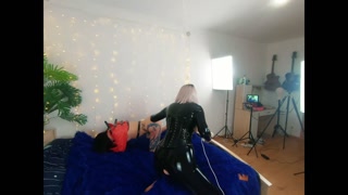 Lesbi couple girls have hitachi sex with straightjacket and latex, bdsm fetish hot 4k video