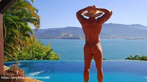 Male latin nude at pool