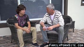 FamilyPornSite.com - Twink's pounding by stepdad and friend in a wild threesome