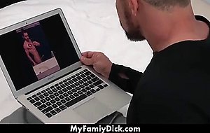 Bear daddy fucks teen in his bedroom
