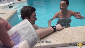 Slut Rides Another Man's Cock In Public Swimming Pool In Front of Cuckold Hubby