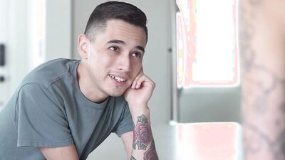 Tattooed Charlie Valentine is playing with her stepson's hard wood