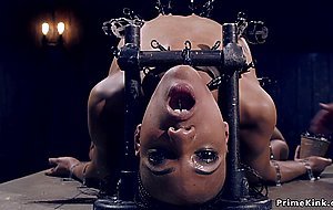 Ebony in device bondage gets anal toyed
