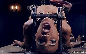 Ebony in device bondage gets anal toyed