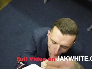 British boys in suits suck the straight boss ramrods sock in the office - Jak White