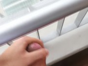 Jerking off in the balcony outside cum shot - Camilo Brown
