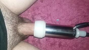 Getting my dick sucked with cow milking machine