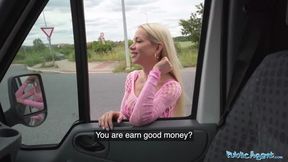 Super Sexy BLONDE has sex with a stranger in the back of a transit van