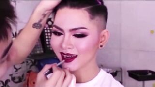 Watch this Asian hunk become a stunning princess with a massive cumshot on his hand