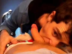 outdoor blowjob with cum swallow
