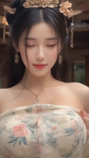 titty drop, an asian empress, aged in her 50s, video created by AI