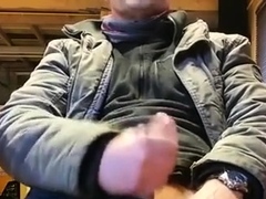 Str8 daddy jerk off in his working place