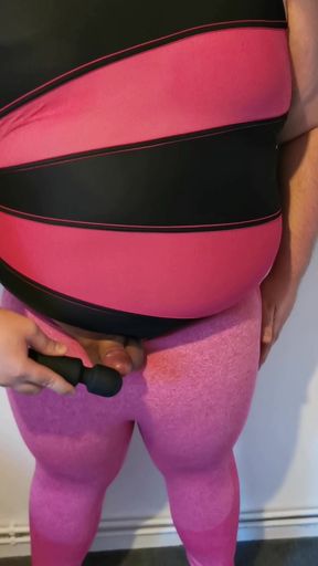 -Viewer request- Fat guy lets his little cock cum on me in my swimsuit and leggings.