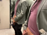 The intention is to fit clothes but ended masturbating in front of fitting rooms mirrors