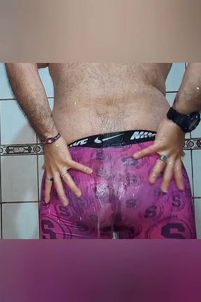 Good Cumm Eating Using Purple Boxer